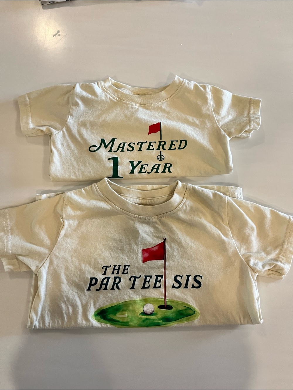 Rabbit Skins White Kids Golf Graphic Tee with Red Flag
